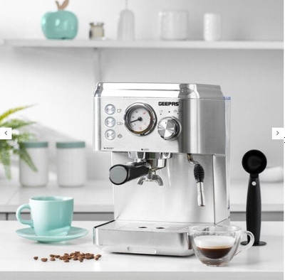 اسپرسو ساز جیپاس مدل GCM1523SS ا Espresso & Cappuccino Coffee Machine Geepas GCM1523SS