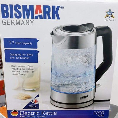 کتری برقی شیشه ای بیسمارک آلمان مدل BM 3402 ا Bismark BM 3402 Electric Kettle ا Bismark